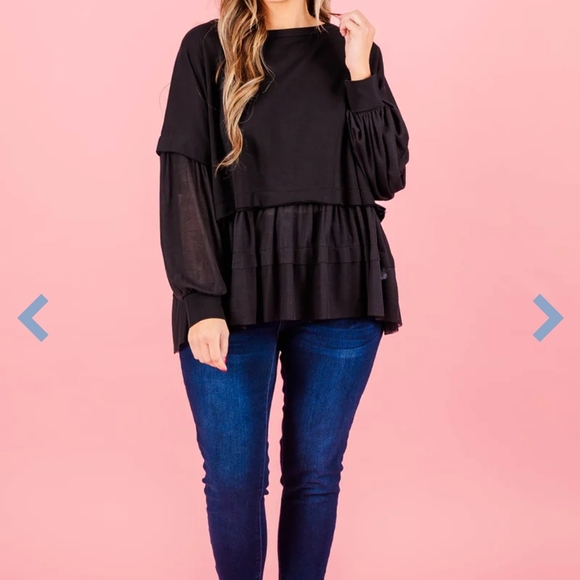 Chic Soul Black Layered Blouse - Picture 4 of 10